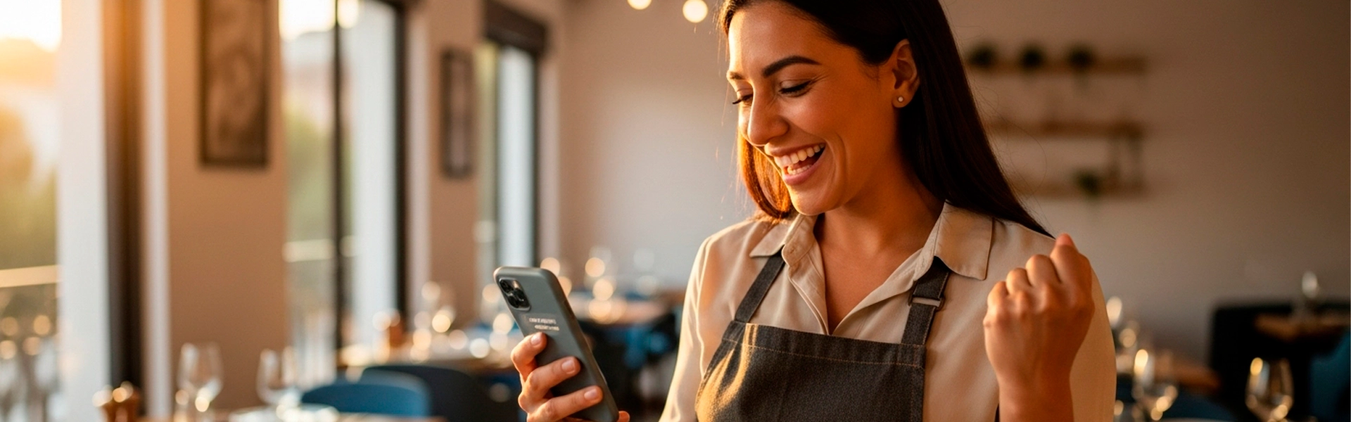 Señora enviando mensaje a Team Food para recibir noticias